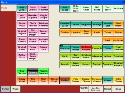 Point of Sale Pizza Menu